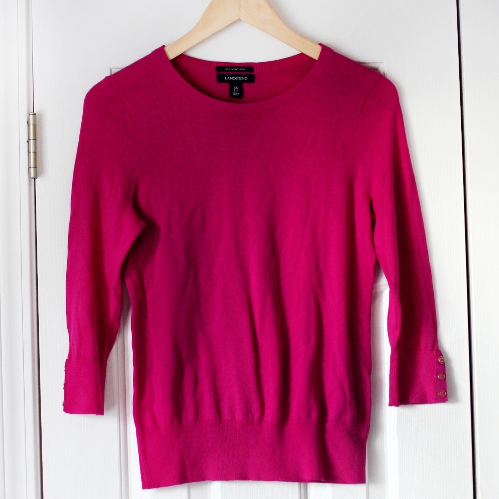 Land's end supima cotton 3/4 sleeve sweater